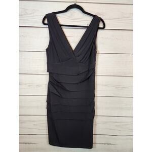 Connected‎ apparel Womens V-Neck Pullover Sleeveless Sheath Dress Black Size 12